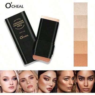 Double-Ended Eraser Foundation Stick: 5 Color Options, Moisturizing & Nourishing, Convenient Design Long-Wearing & Natural Makeup, Alcohol-