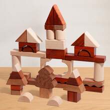 43 piezas Juego de rompecabezas de formas geométricas de madera para niños, caja de bloques de construcción, juego de apilamiento y equilibrio creativo, juguetes para el desarrollo del pensamiento lógico y la imaginación para niños y niñas de 3+ años, regalo de cumpleaños/Día del Niño - Multicolor - Ver 6
