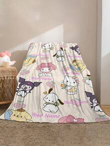 SANRIO 1 chiếc chăn nỉ họa tiết Kuromi, có thể tùy chỉnh tên - Nền sọc sao tím với hình ảnh Kuromi đen và tím cổ điển - Phù hợp cho mọi mùa, mềm mại, nhẹ, ấm áp, thích hợp cho ghế sofa, giường, ngoài trời - Món quà sinh nhật và ngày lễ hoàn hảo cho gia đình và bạn bè - Nhiều màu - Xem 12