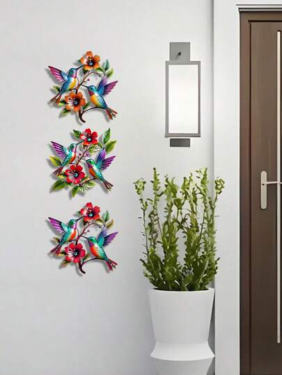 1 pieza Decoración colgante de arte de hierro con colibrí y flor en estilo pastoril, adecuado para patio, entrada, pared, jardín, decoración rústica de metal colorido para exteriores, fácil de colgar, sin necesidad de electricidad, decoración de pared de arte de metal de alta calidad y duradera, regalo perfecto para familia, amigos, hogar, vacaciones, cumpleaños, fiesta