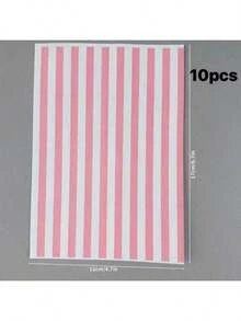 10PCS/20PCS/50PCS Pink And White Striped Gift Wrapping Paper Bags, Thickened Gift Packaging Bags, DIY Decorative Gift Paper Bags, No Stickers - Multicolor - View 9