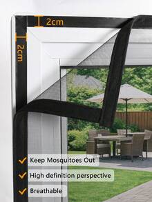 DIY窗纱套装，纳米PP网布，带自粘魔术贴，透气防蝇纱窗，黑白两色可选 - Black Zipper Screen - 查看 4