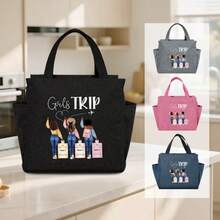 Healing Girls Trip Customizable Tote Bag, Girl Travel Printed Design, Multi-Compartment Large Capacity, Support Name Customization, Easy To Carry Personal Items, Specially Designed For Girlfriend Gatherings And Commuting, Suitable For Daily Commute, Short-Distance Travel, Shopping, A Thoughtful Customized Gift For Girlfriends And Sisters, Practical And Commemorative Travel Essential Bag! - Multicolor - View 1