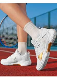 Zapatos profesionales de bádminton de unicolor unisex, adecuados para deportes interiores y exteriores, con función de absorción de impactos y antideslizante, también adecuados para tenis de mesa - Celeste - Ver 4