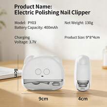 Electric Nail Clipper, Electric Automatic Nail Clippers For Seniors With LED Light & 3 Speeds,  Painless Nail Cutter For Seniors, Adults, Kids And Babies For Fingernails And Toenails (White) - 1 - View 9
