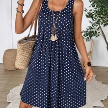 Women's Casual Polka Dot Print Short Dress, Summer - Multicolor - Ver 7
