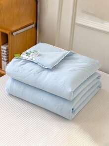 1 buah Selimut Chiffon dengan Hiasan Pita Timbul Renda, Selimut Ringan dan Sejuk untuk Tempat Tidur Ganda, Bernapas dan Lembut untuk Penggunaan Musim Panas - Baby Blue - View 10