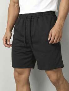 Men's Hiking Sports Knit 5-Pocket Casual Comfortable Multifunctional Basic Athletic Shorts - Black - View 2