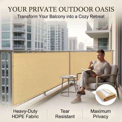 Heavy Duty HDPE Privacy Fence Screen, Privacy Fence Net Set (Including Ropes And Ties), UV Resistant, Easy Installation, Suitable For Patio, Pool, Construction Site