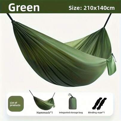 Ultralight Portable Travel Hammock, Foldable Design With Carrying Bag, Easy Setup, Ideal For Backpackers And Outdoor Campers. Lightweight Parachute-Style Camping Hammock With 2 Tree Straps, Suitable For Hiking, Short Trips, Beach Leisure, Backyard Relaxation, Balcony Use, And Trekking Activities
