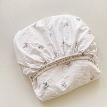 1件装100%纯棉花卉条纹床笠，卧室家居装饰，多种尺寸可选，四季皆宜（不含枕套） - 冉冉 - 查看 2