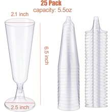 10/25/50 Pieces Reusable Clear Champagne Flutes, 150ml Plastic Cocktail Party Glasses For Parties, Weddings And Large Celebrations - View 2