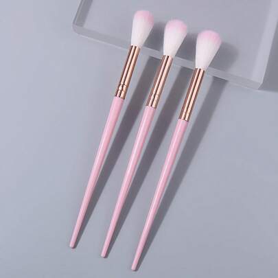 3pcs Highlighter Eyeshadow Brush, Nose Contour Brush, Makeup Brush Set, Soft & Fluffy Cosmetic Tools, Easy To Carry Travel Makeup Kit