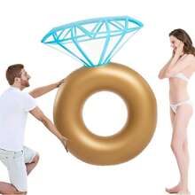 Inflatable Diamond Ring Pool Float - Pool Party Swim Ring, Pool Party Decoration Prop, Inflatable Water Float, Engagement Ring Party Float Stagette Decorations Swimming Tube Outdoor Water Lounge For Adults - Multicolor - View 2