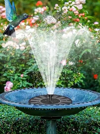1PC Solar Birdbath Fountain Pump, Outdoor Waterproof Lotus Fountain Pump With 6 Nozzles For Bird Bath Garden Pond Patio Pool, All-In-One Bird Feeder Drinker Natural Garden And Outdoor Decor