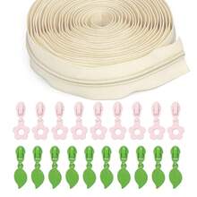 10个粉色花朵拉链拉片 + 10个叶子拉链拉片 + 177英寸5号尼龙拉链，花叶组合拉链套装，适用于服装和包袋DIY拉链更换 - 5#nl+HDP - 查看 21