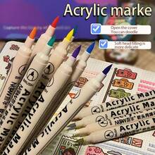 12/24/36/48色软头丙烯颜料笔套装，笔尖1mm-6mm，适用于涂鸦、书写、闪光艺术、成人DIY手工、贺卡、工艺品、办公用品、学习用品、返校用品 - 彩色 - 查看 7
