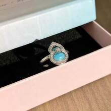 1 chiếc nhẫn hở hình quả bầu màu xanh lam khảm đá Zirconia bằng đồng, nhẫn đơn thời trang dành cho nữ, nhẫn hở hình quả bầu, nhẫn nữ màu xanh ngọc lam mùa hè, nhẫn nữ có thể đeo chồng lên nhau, nhẫn hình quả bầu mới dành cho nữ, thích hợp cho kỳ nghỉ, đám cưới, tiệc tùng. - quả bầu - Xem 4