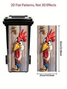 1pc 2D Flat Printing Sticker - Peeking Chicken Design, Decorative Sticker For Trash Can, Wall, Home Decor (Suitable For Trash Can, Wall, Home Decor), 37 X 82 Cm - A - View 2