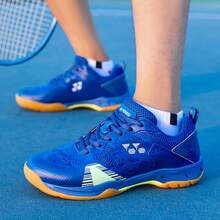 Zapatos profesionales de bádminton de unicolor unisex, adecuados para deportes interiores y exteriores, con función de absorción de impactos y antideslizante, también adecuados para tenis de mesa - Azul - Ver 7