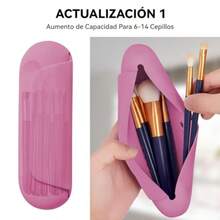Estuche para Brochas de Maquillaje de SiliconaSoporte para Brochas de Maquillaje Magnético Cierre Magnético Mejorado Soporte de viaje Portátil Impermeable para Brochas - Morado - Ver 3
