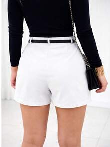 Women's Tailored High-Waisted Shorts With Belt - 白色 - 查看 2