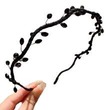 Băng đô cài tóc thủ công hình cành pha lê đen, kiểu dáng Mori thanh lịch, sang trọng, cực kỳ cá tính, chất liệu cao cấp. - màu đen - Xem 5