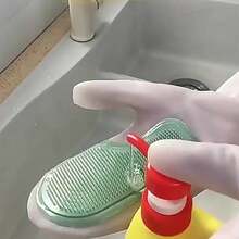 2pcs Innovative Silicone Dishwashing Gloves, Combining Hand Protection And Brush Cleaning Power. Made Of Silicone, Hygienic And Reusable, An Excellent Kitchen Cleaning Tool. - A - View 2