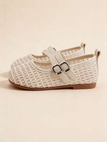 Giày sandal Mary Jane màu be cho bé gái 3-12 tuổi, quai điều chỉnh được, khóa bạc, quai đôi bằng lưới, kiểu dáng tối giản, thích hợp đi học và dự tiệc. - Màu be - Xem 6