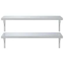 vidaXL Wandregale 2 Stk. 100x40 Cm Silbern Edelstahl - Silver - View 5