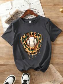 3pcs/Set Boys' Sports Style Baseball & Colorful Letter Print Round Neck T-Shirts, Comfortable & Fashionable Daily Wear, New Summer Collection - Multicolor - View 8