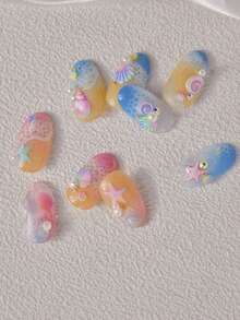 1pc 5D Exquisite Summer Sea Series Nail Art Stickers Cartoon Colorful Shell Fish Manicre Decorations Decals Accessories DIY - Multicolor - View 5