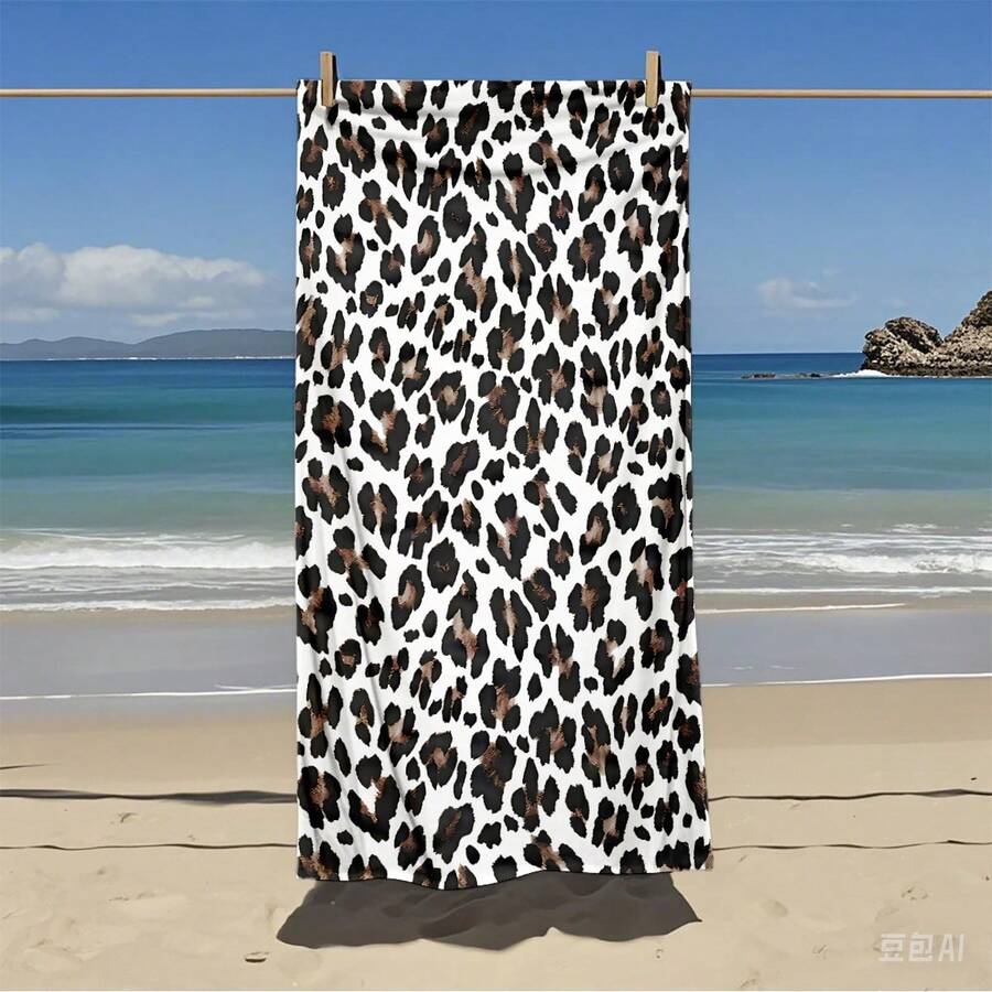 White Leopard Print Beach Towel, Quick Dry Microfiber Beach Towel For Summer Vacation, Soft Absorbent Sand-Proof Beach Towel For Beach, Pool, Bathroom, Travel