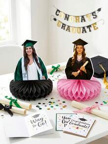 1 buah Hiasan Meja Sarang Lebah Kustom untuk Foto Wisuda, Dekorasi Meja Foto Wisuda yang Dipersonalisasi, Dudukan Sarang Lebah Wisuda, Hiasan Meja Sarang Lebah 3D untuk Pesta Wisuda - MultiWarna - View 3
