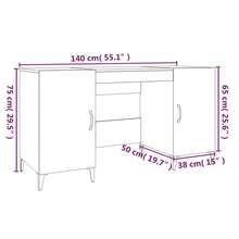 vidaXL Schreibtisch Räuchereiche 140x50x75 Cm Holzwerkstoff - Braun - Übersicht 9