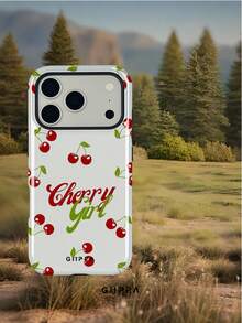 1 Piece Milky White Background With Cherry And Text Pattern Design Phone 17 Pro Max Case, Compatible With Phone 16 Pro Max, 15 Pro Max, 14 Pro Max, Korean Stylish And Interesting Phone Case, Also Fits 11/12/13/14/15/82 Pro Max Plus, Elegant Design Suitable For Both Men And Women, Ideal Gift For Girlfriend On Christmas, Valentine's Day, Easter, Wedding Season And Birthday - Multicolor - View 7