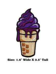 1 pieza Parche bordado con cono de helado de jarabe morado para planchar - Multicolor - Ver 8