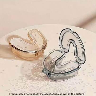 1pc U-Shaped Retainer Case, For Retainers And Aligners, Comes With 1 Cup For Cleaning