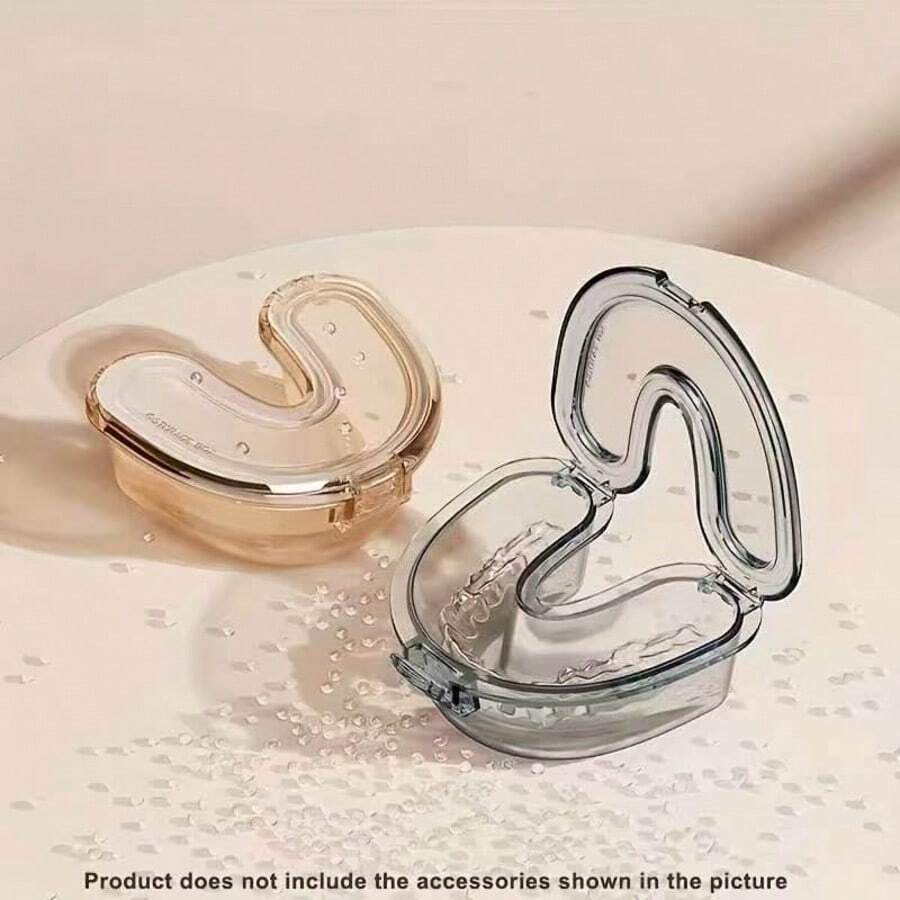 1pc U-Shaped Retainer Case, For Retainers And Aligners, Comes With 1 Cup For Cleaning - Multicolor - View 1
