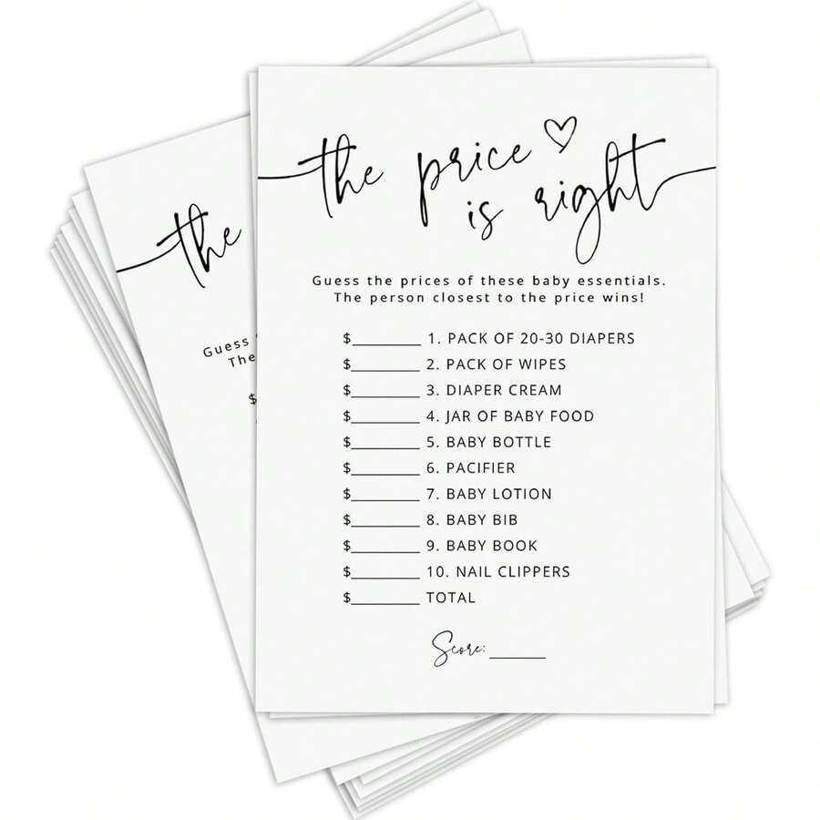Unisex "Baby Show Price" Party Game For Girls Or Boys, Minimalist Design - The Price Is Right - View 1