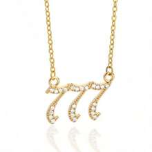 1pc European And American Fashion Style Cubic Zirconia Personalized Design Number 111-999 Angel Pendant Necklace For Women - Yellow Gold - View 19