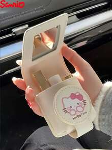 SANRIO Hello Kitty 唇膏收纳袋带镜子 - 可爱旅行收纳包，毕业和友谊礼物，可折叠设计，印有可爱图案，理想的化妆品收纳盒，唇膏架 | 趣味配件 | 耐用拉链封口，适用于 Hello Kitty 配件 - 彩色 - 查看 1