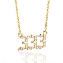 1pc European And American Fashion Style Cubic Zirconia Personalized Design Number 111-999 Angel Pendant Necklace For Women - Yellow Gold - View 11