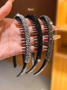 3 piezas Diademas con Rhinestones, Accesorios de Moda de Estilo Dulce y Antideslizantes, Adecuados para Uso Diario - Multicolor - Ver 9