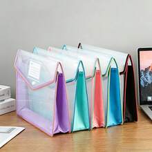 33*25*7cm File Folder, Buckle Macaron Transparent 3D File Bag, FC Large Capacity, Textbook Document Bag, Test Paper Storage Bag, Multi-Color Options, Accordion Office Contract Document Storage Bag, Student Test Paper Bag, Waterproof Storage Bag - Document Bag - View 5