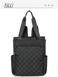 [Mochila Acolchoada Multicolorida | Mochila de Viagem Multifuncional de Grande Capacidade] Projetada para Mães em Movimento, Deslocamento para o Escritório e Viagens Curtas! Design de Textura Acolchoada Clássica com Sensação Premium e Estilo Único, Atendendo a Diversas Necessidades de Roupa. Compartimento Principal Espaçoso Acomoda Facilmente Roupas, Livros Didáticos e Documentos - Multicolorido - Visão 2