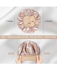 半顶真丝睡帽，缎面发帽，女士宽檐高弹力帽，真丝睡帽，高端缎面护发帽，卷发真丝发带 - 彩色 - 查看 4