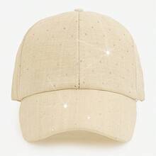 Unisex Shiny And Luxurious Baseball Cap With Faux Diamond Decorations, Fashionable And Versatile Outdoor Sun Hat, Suitable For Everyday Casual Wear In Spring And Summer, A Great Gift Choice. - Beige - View 3