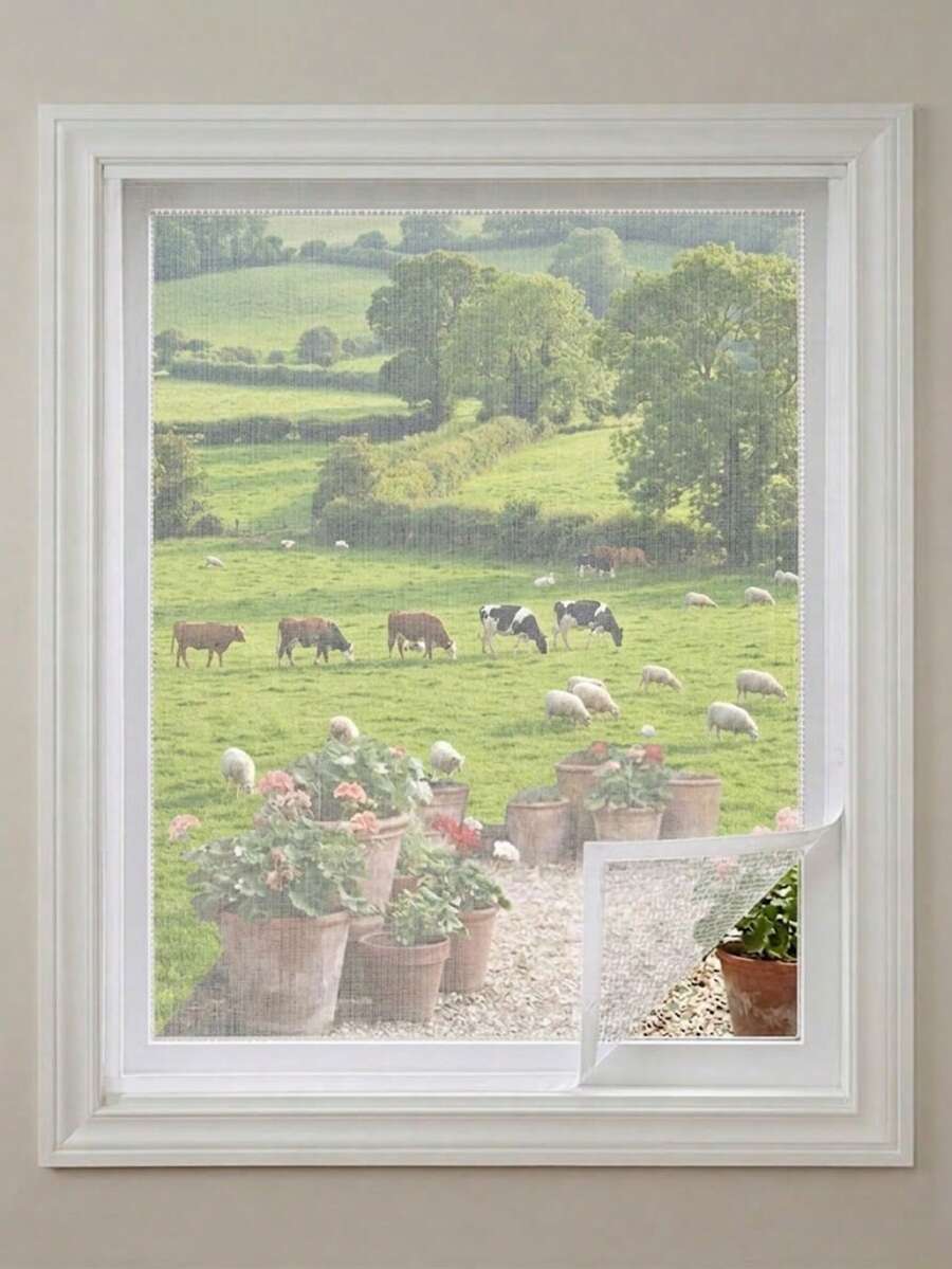 Set Of White Self-Adhesive Magic Tape Window Screens For Anti-Mosquito And Insect Prevention | Window Mesh Screen | Easy Installation | Fine Mesh - White Screen - View 1