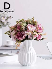1pc PE Plastic Flower Pot Vase With Artificial Flower Plug, Desktop Decorative Vase, Faux Flower Vase, Fresh Flower & Dried Flower Container, Suitable For Home Decor, Applicable For Dried Flowers And Fresh Flowers, Desktop Decorative Vase, Office And Home Decor - Multicolor - View 6